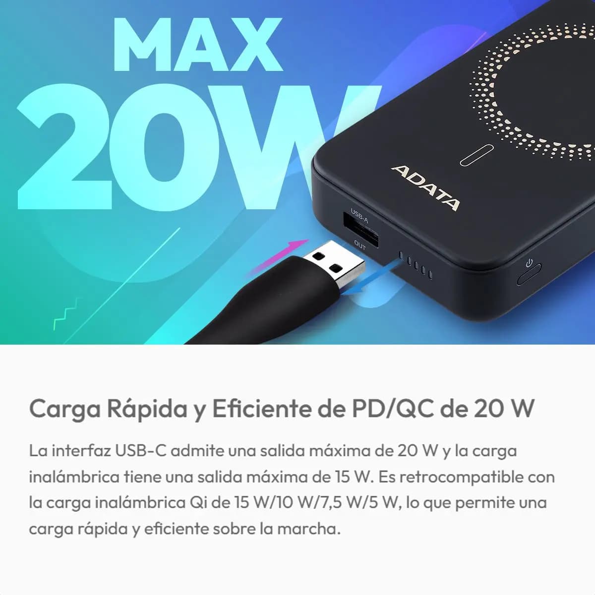 PowerBank Adata 10.000mAh Inalámbrica 4